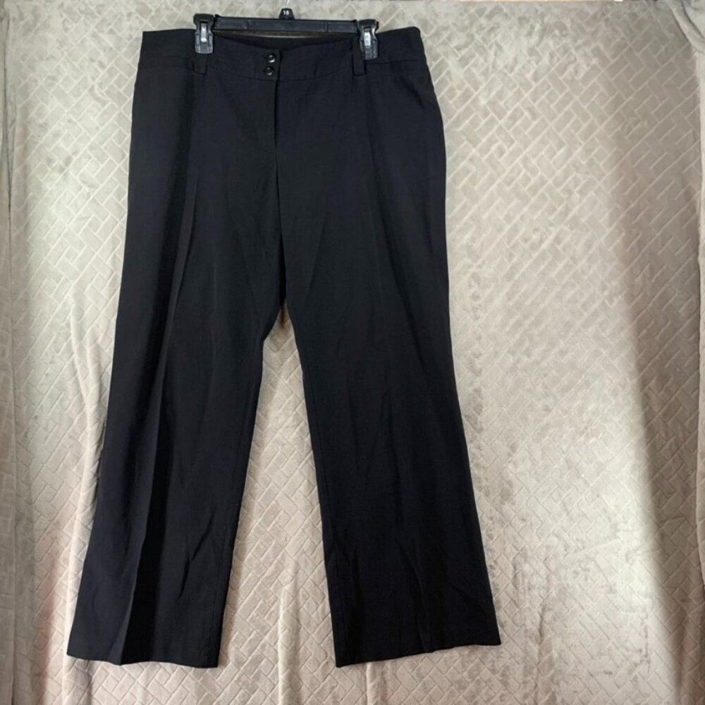 AB Studios Womans 14 Townsend Pants Black Wide Straight Leg Office Business Wear
